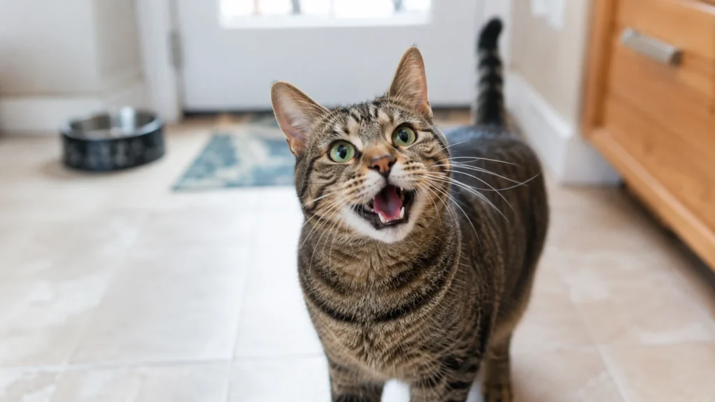 Cat meowing loudly